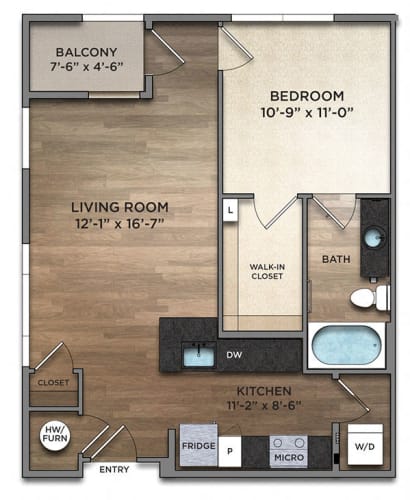 Floor Plan  A4-1 Floor plan at The Nicholas, Columbus, OH, 43215