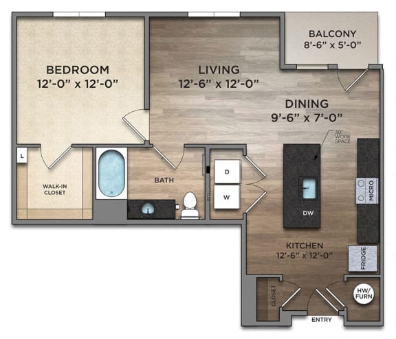 Floor Plan  A8-0A Floor Plan at The Nicholas, Columbus, OH