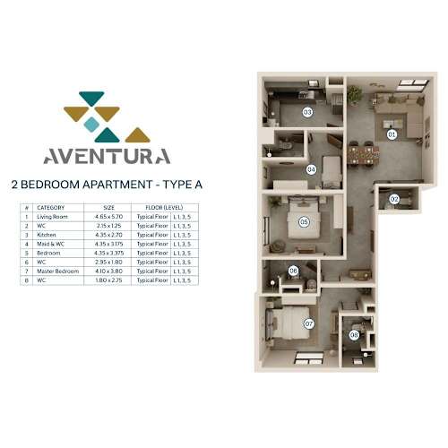 Floor Plan  2 Bedroom Apartment