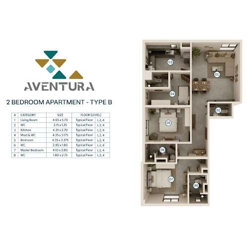Floor Plan  2 Bedroom Apartment