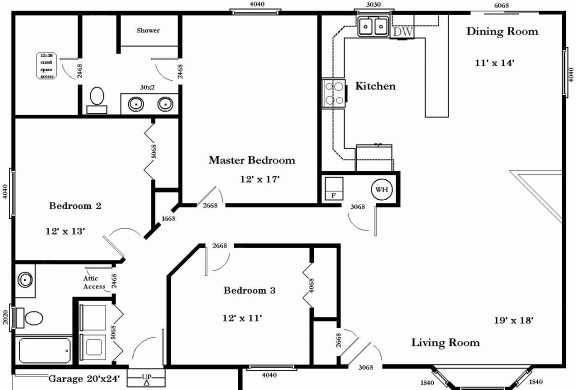 Floor Plan  a floor plan of a home with two bedrooms and two bathrooms