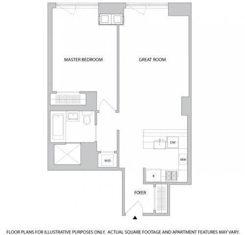Floor Plan  1 Br 1Bth 1