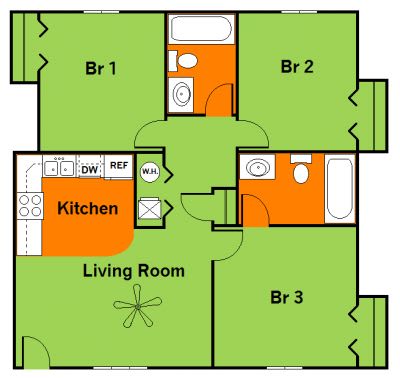 Floor Plan  3 bed 2 bath