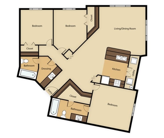 Floor Plan  Studio, 1 Bathroom