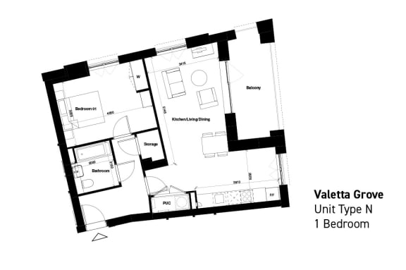 Floor Plan  a floor plan of the valkyrie groove unit type n1 bedroom