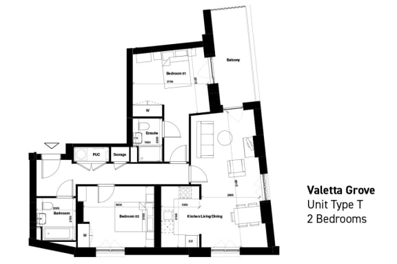 Floor Plan  floor plan of the upper level of the apartment