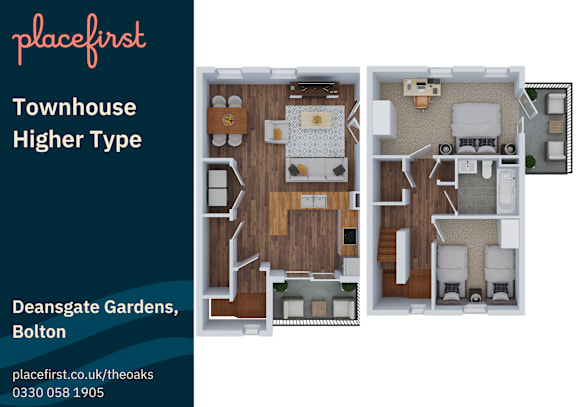 Floor Plan  A brochure for a placefirst townhouse in Bolton.