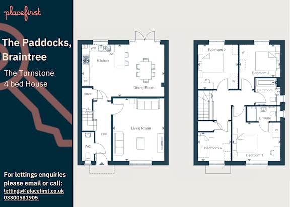 Floor Plan  A real estate listing for a 4 bedroom house called The Paddocks, Braintree.