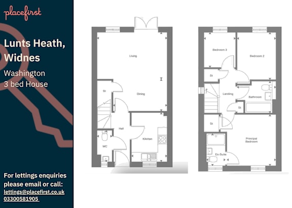 Floor Plan  Two floor plans for a 3 bedroom house in Lunts Heath, Widnes.