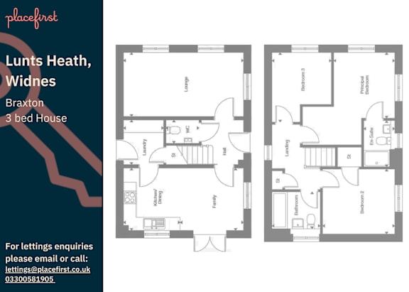 Floor Plan  A floor plan for a 3 bedroom house at Lunts Heath, Widnes is displayed.
