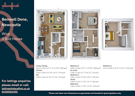 Floor Plan  A brochure for a 3 bedroom house in Benwell Dene, Newcastle with contact information and floor plans.
