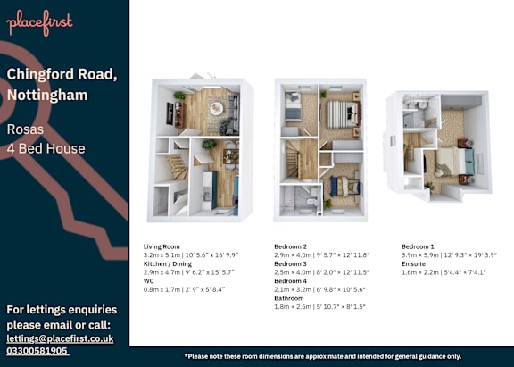 Floor Plan  A real estate listing for a 4 bedroom house in Nottingham with contact information and floor plans.