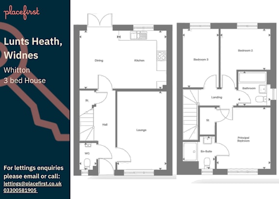 Floor Plan  A floor plan of a 3 bedroom house at Lunts Heath, Widnes.