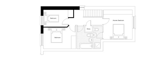 Floor Plan  Three Bedroom Duplex House