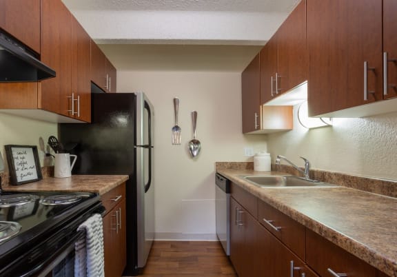 Updated Kitchen at Monaco Lakes Apartments in Denver, CO 80222