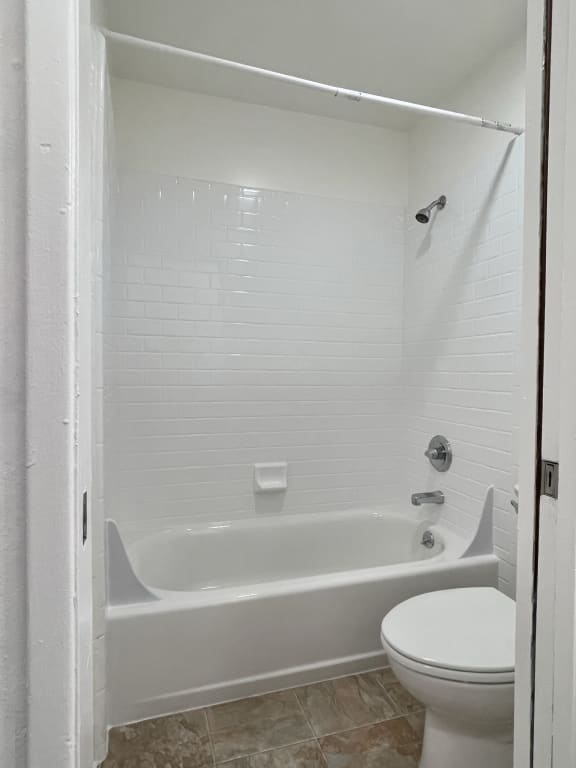 a bathroom with a toilet and a bathtub