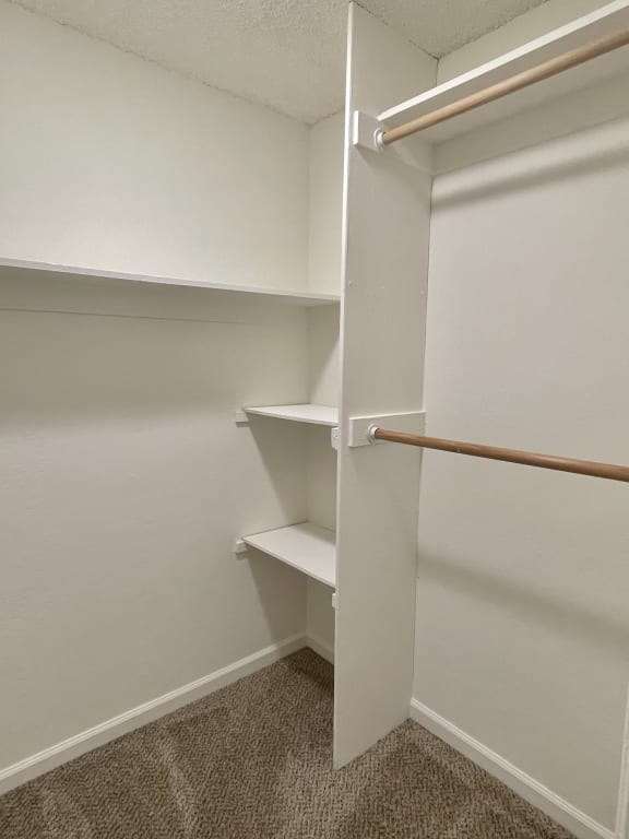 a walk in closet at the historic electric building in fort worth, tx