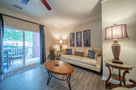 Living Room With Balcony at Rose Heights Apartments, North Carolina, 27613