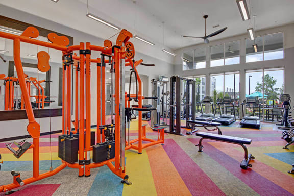 fully equipped fitness center at Linden on the GreeneWay, Orlando