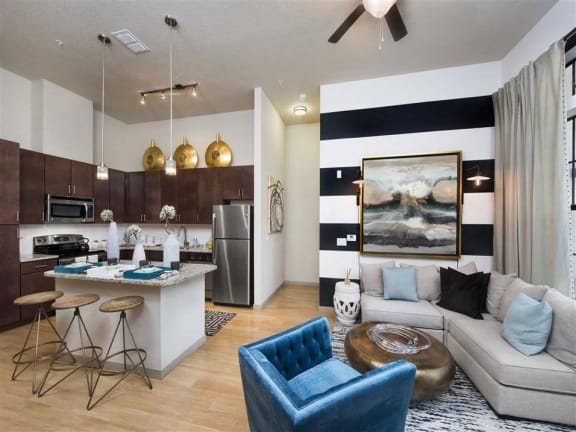 Living Room Come Kitchen View at Azul Baldwin Park, Orlando, FL, 32814