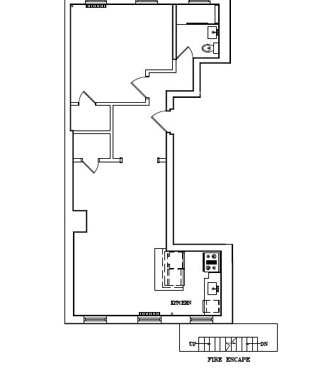 A black and white diagram of a fire escape.