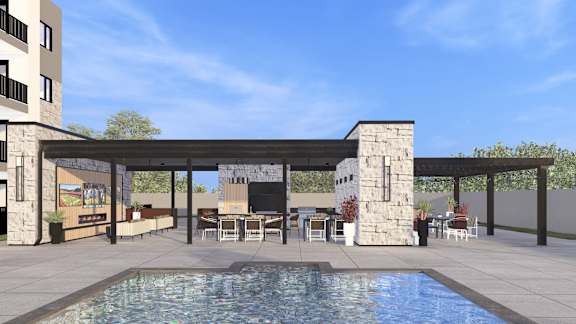 Pool at Amara Luxury Apartments, California