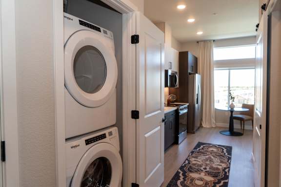 Full sized front loading washer and dryer