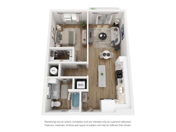 1 bedroom 1 bathroom floor plan at LynnCora, Grand Prairie, TX, 75052