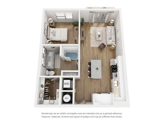 1 bedroom 1 bathroom floor plan at LynnCora, Grand Prairie, TX, 75052