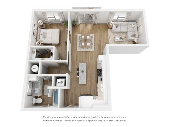 1 bedroom 1 bathroom floor plan at LynnCora, Grand Prairie, TX, 75052