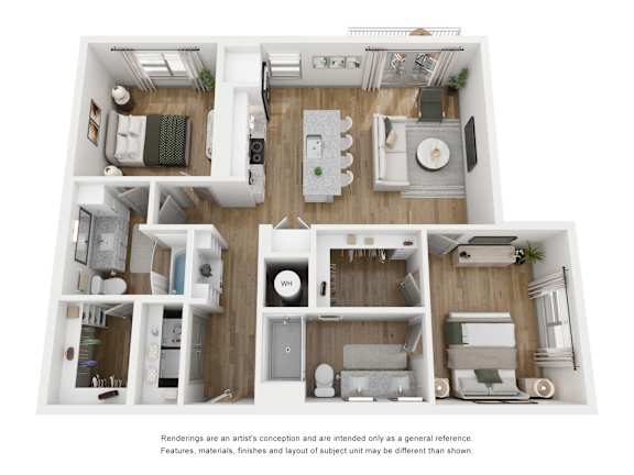 2 bedroom 2 bathroom floor plan A at LynnCora, Texas