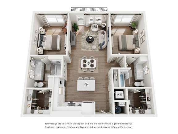 Velo B1 floor plan image - 2 bed x 2 bath