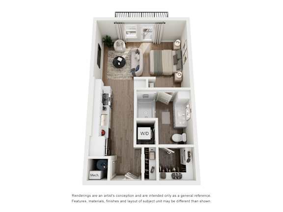 Velo S1 floor plan rendering Studio