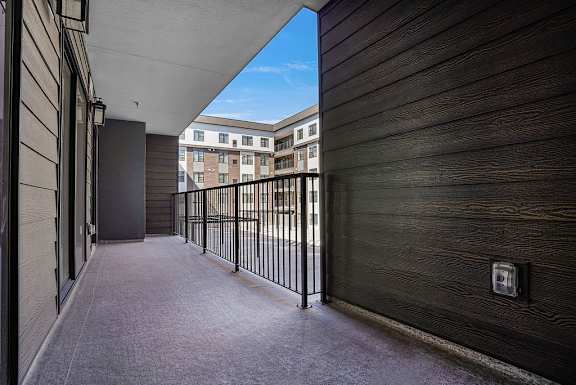 A patio of an apartment complex.