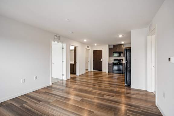 Living Room with Hardwood Floors at Alo Apartments in Buffalo MN