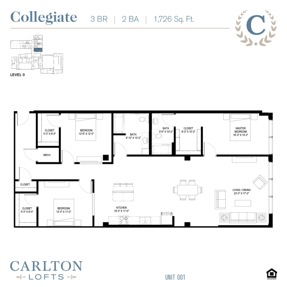 Floor Plan at Carlton Lofts in Clouqet, MN.
