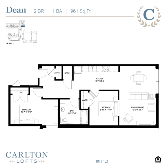 Floor Plan at Carlton Lofts in Clouqet, MN.