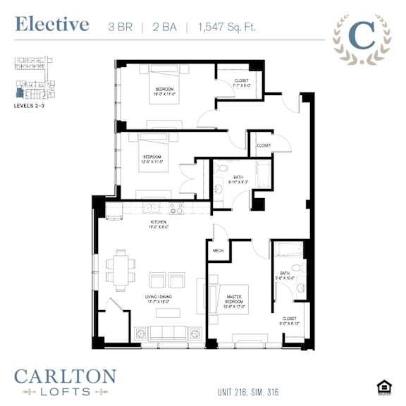 Floor Plan at Carlton Lofts in Clouqet, MN.