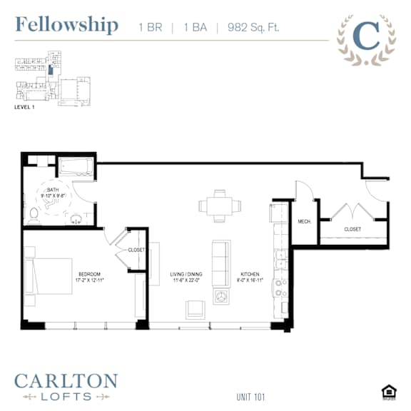 Floor Plan at Carlton Lofts in Clouqet, MN.