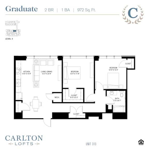 Floor Plan at Carlton Lofts in Clouqet, MN.