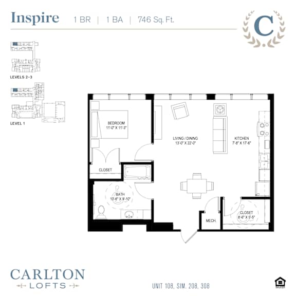 Floor Plan at Carlton Lofts in Clouqet, MN.