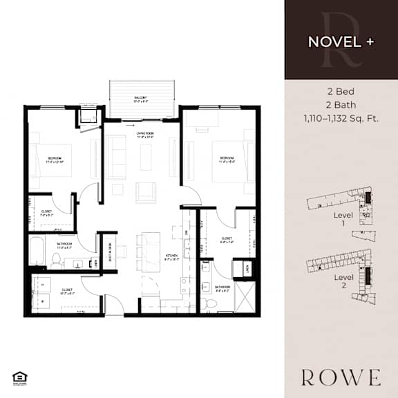 A black and white image of a house floor plan with the text "NOVEL +" and "ROW E" visible.