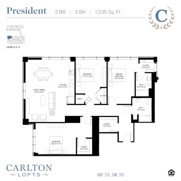Floor Plan at Carlton Lofts in Clouqet, MN.