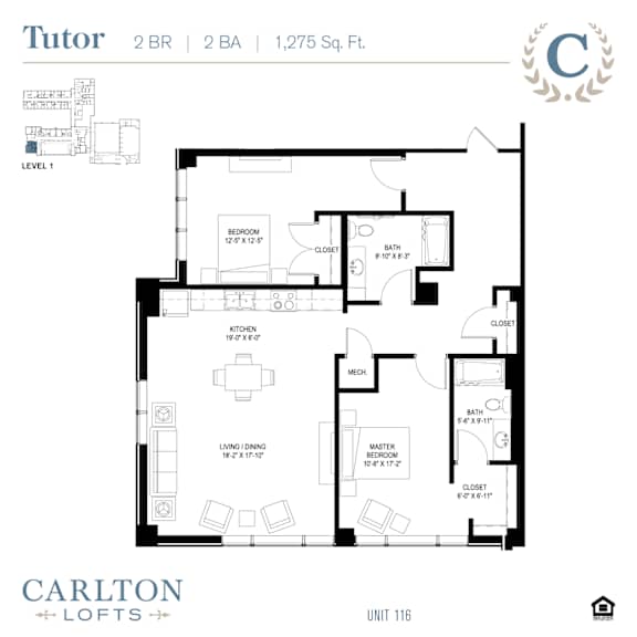 Floor Plan at Carlton Lofts in Clouqet, MN.