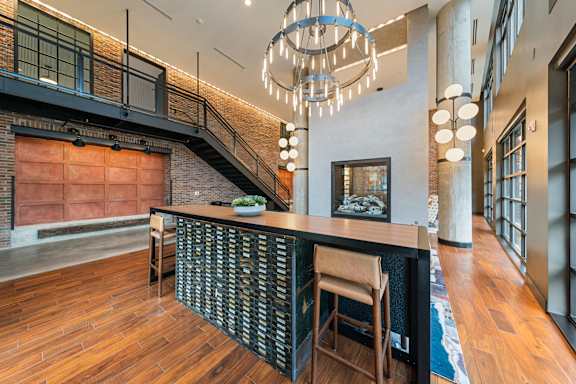 Clubhouse Bar Area at Hawkins Press Apartments, Charlotte, 28203