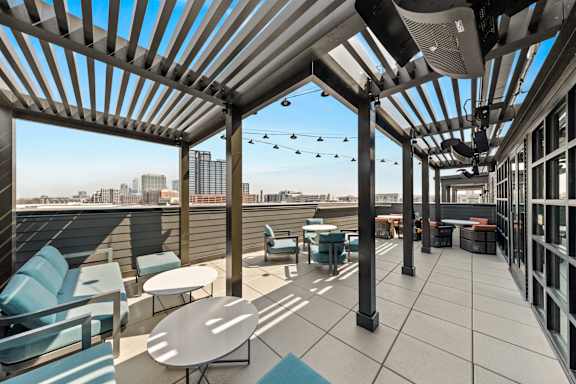 Rooftop Patio at Hawkins Press Apartments, North Carolina