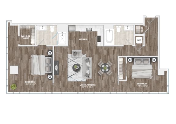 B1B Floor Plan at 1305 Dock Street, Baltimore, Maryland