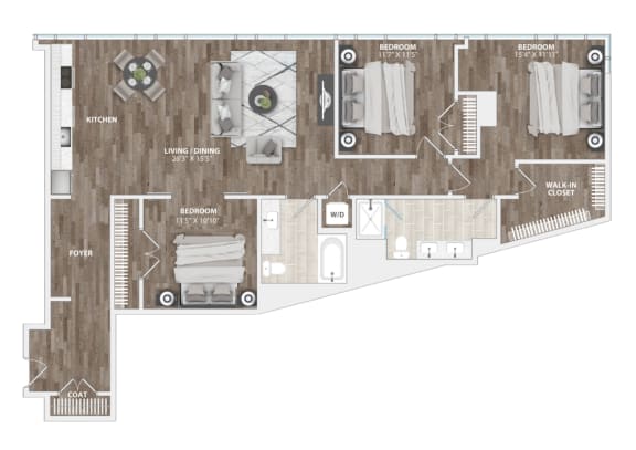 Floor Plan  a floor plan of a 2103 sq ft apartment