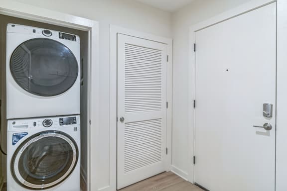 Front Load washer and dryer  at Hawkins Press Apartments, Charlotte, NC, 28203