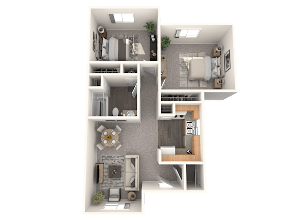 Floor Plan  2 bed 1 bath A at Roosevelt Commons Apartments, Arizona, 85003